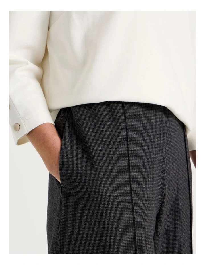 Wide Leg Smart Knit Pant in Charcoal Check image 3