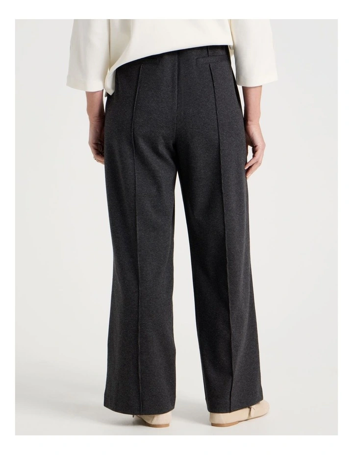 Wide Leg Smart Knit Pant in Charcoal Check image 4
