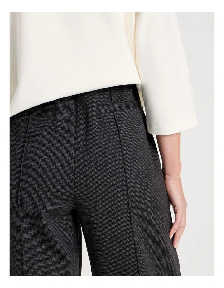 Wide Leg Smart Knit Pant in Charcoal Check image 5