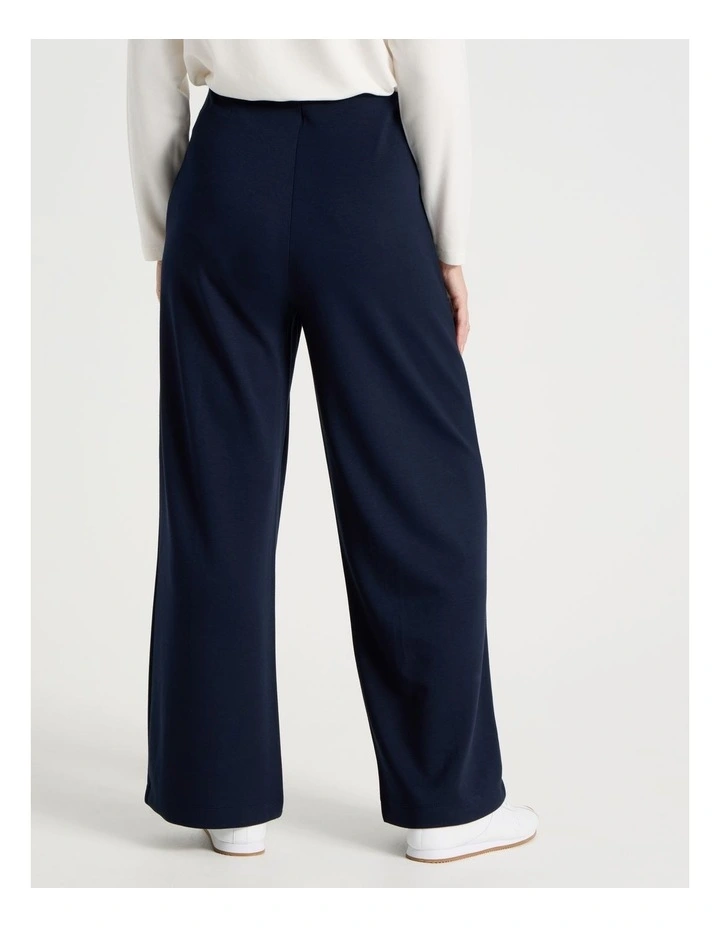 Pull On Wide Leg Knit Travel Pants in Navy image 4