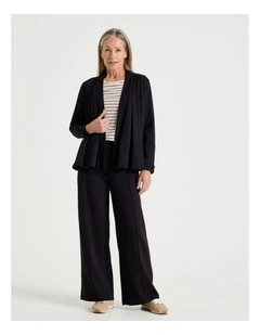 Pull On Wide Leg Knit Travel Pant in Black