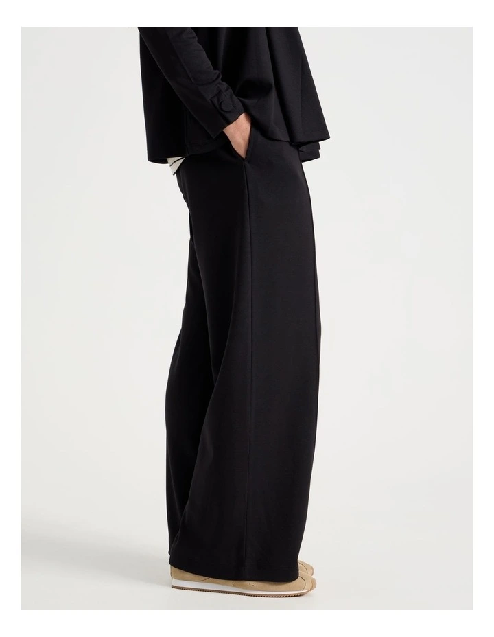 Pull On Wide Leg Knit Travel Pant in Black image 3