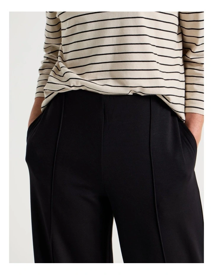 Pull On Wide Leg Knit Travel Pant in Black image 4