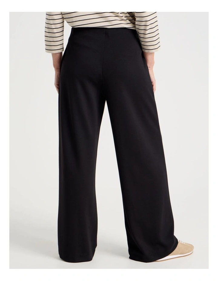 Pull On Wide Leg Knit Travel Pant in Black image 5