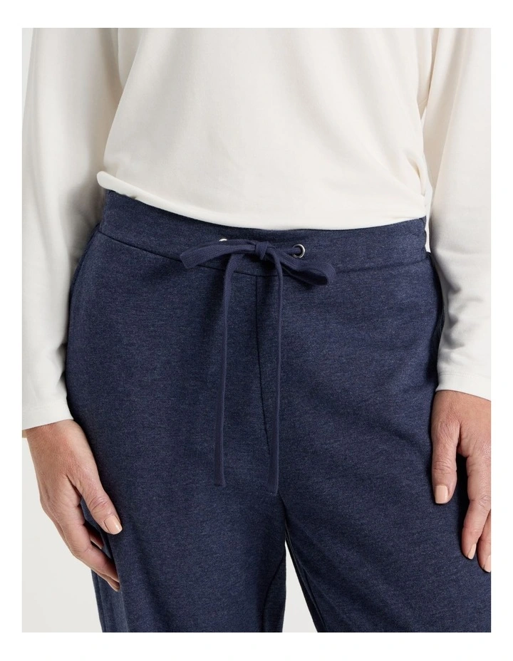 Drawcord Waist Full Length Straight Leg Trackpant in Navy Marle image 3