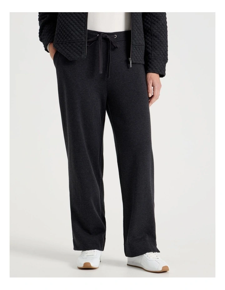 Drawcord Waist Full Length Straight Leg Trackpant in Charcoal Marle image 2