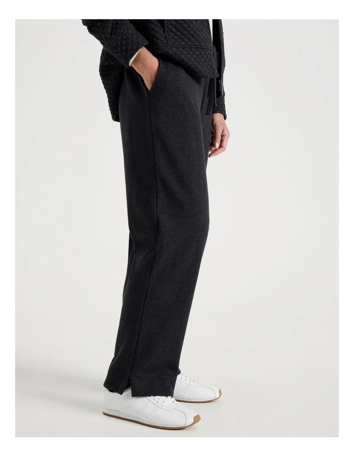 Drawcord Waist Full Length Straight Leg Trackpant in Charcoal Marle image 4