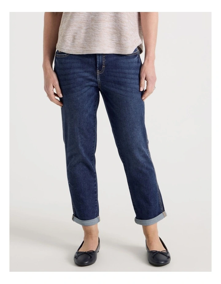 Petites Wardrobe Staple Crop Jean in Mid Indigo image 2
