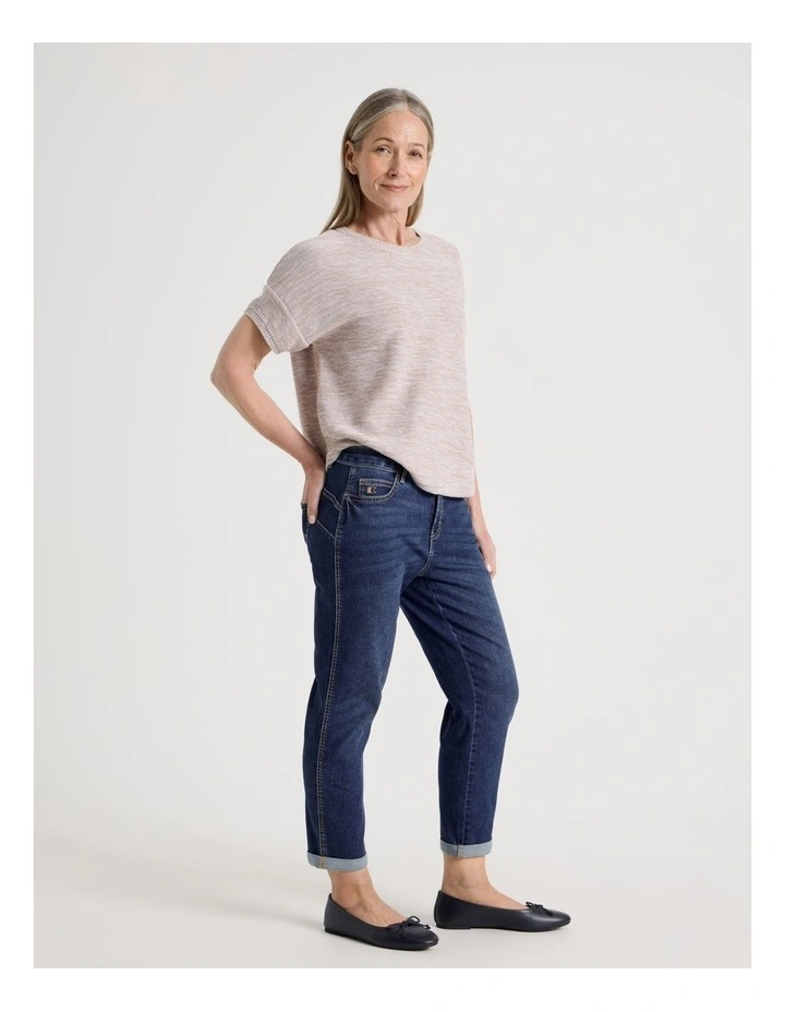 Petites Wardrobe Staple Crop Jean in Mid Indigo image 3