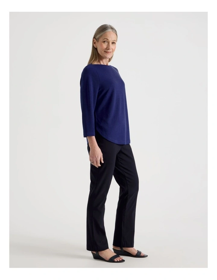 Petites Wardrobe Staple Straight Full Length Pant in Navy image 1