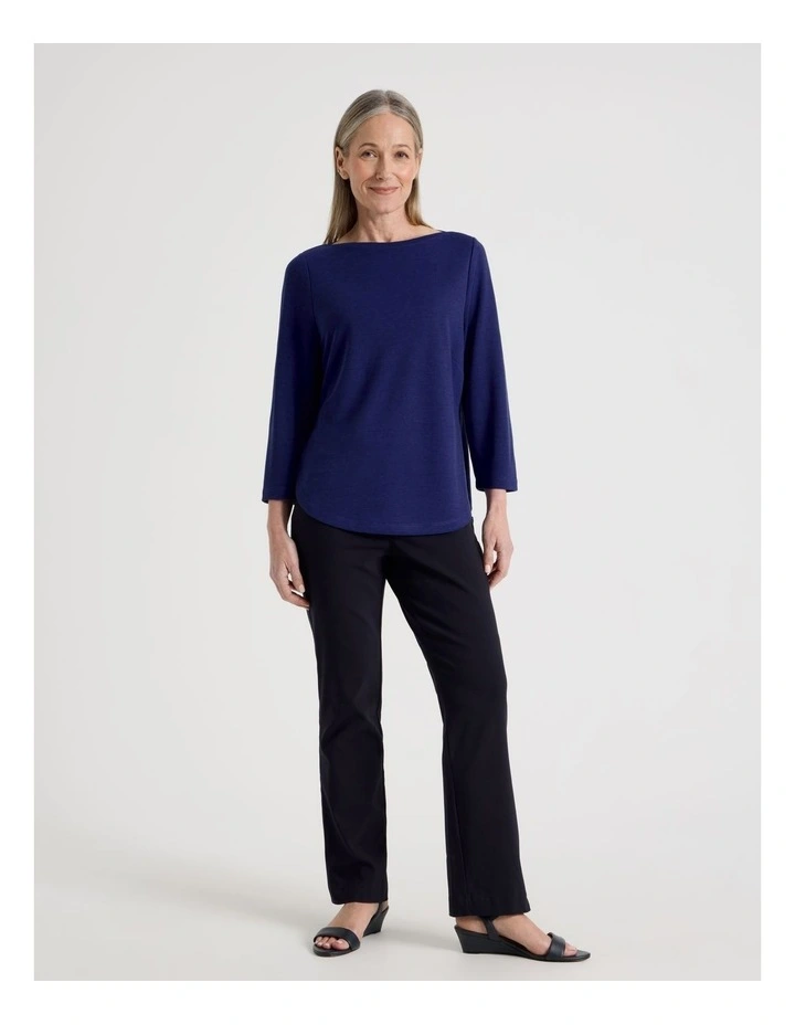 Petites Wardrobe Staple Straight Full Length Pant in Navy image 3