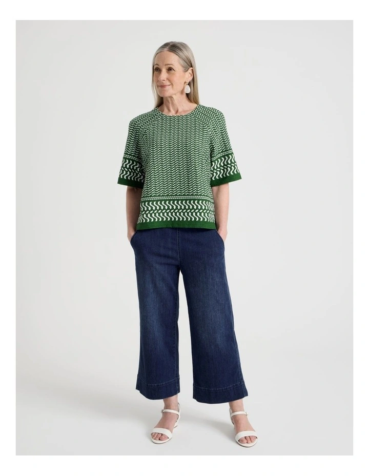 Pull On Crop Denim Jean in Dark Wash image 1