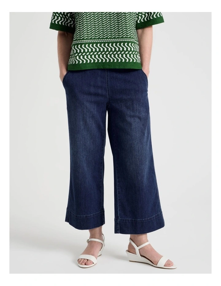 Pull On Crop Denim Jean in Dark Wash image 2