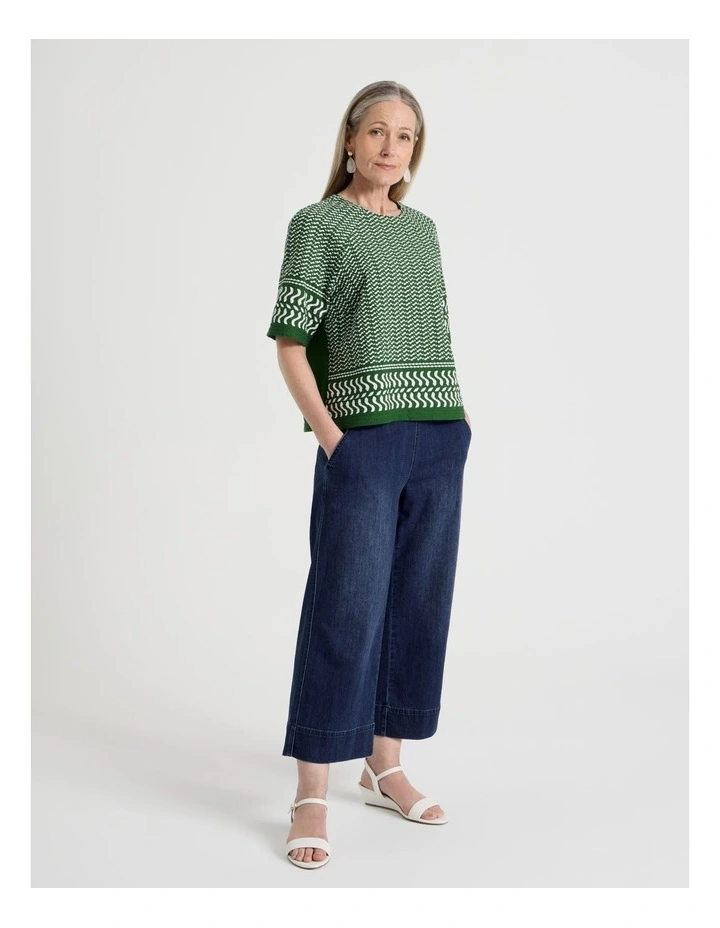 Pull On Crop Denim Jean in Dark Wash image 3