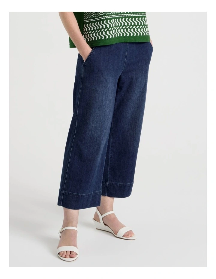 Pull On Crop Denim Jean in Dark Wash image 4