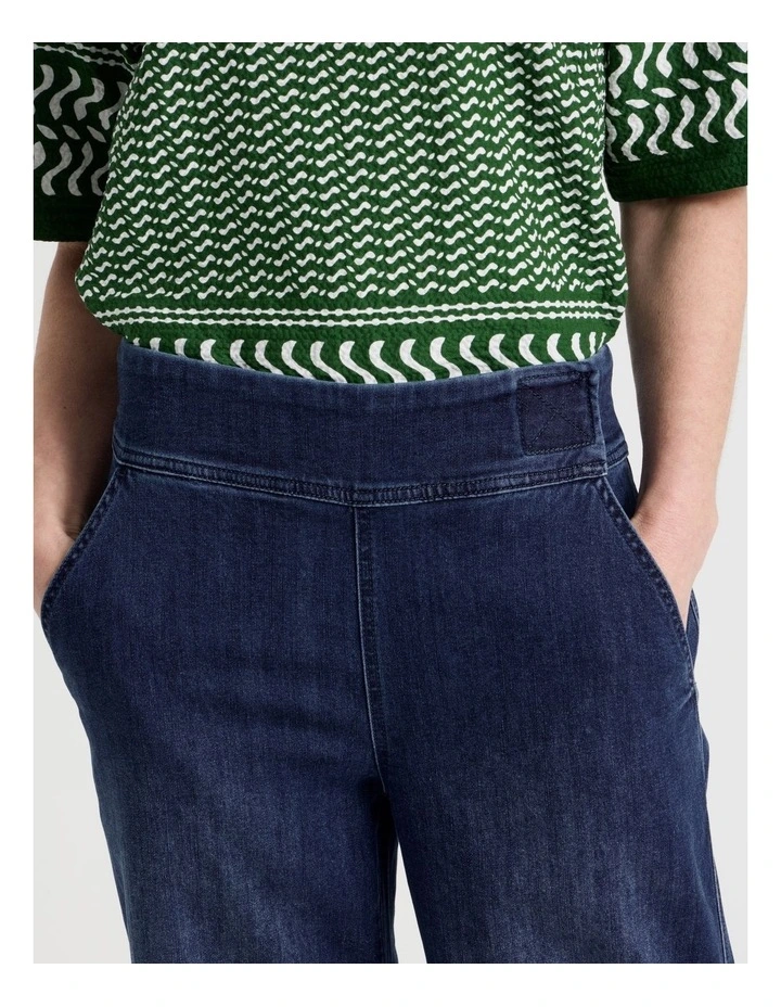 Pull On Crop Denim Jean in Dark Wash image 6