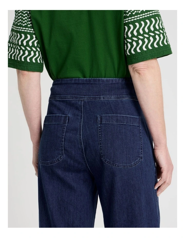 Pull On Crop Denim Jean in Dark Wash image 7