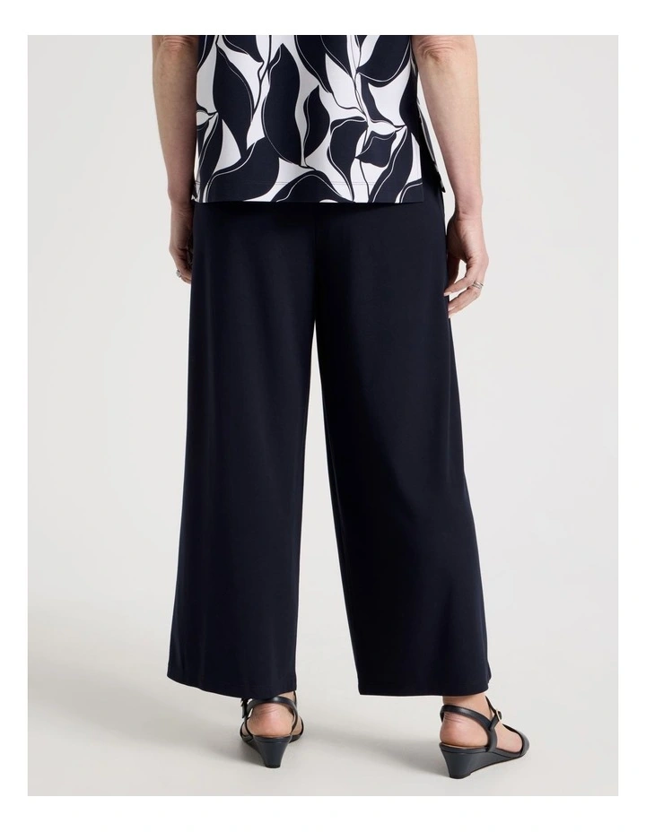 Elastic Waist Crop Travel Knit Pant in Navy image 5