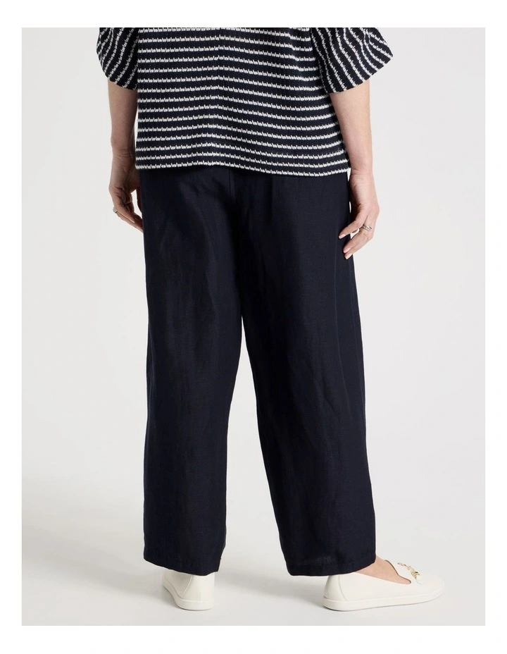 Elastic Waist Linen Blend Pant in Navy image 5