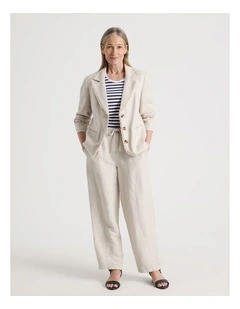 Elastic Waist Linen Blend Pant in Oatmeal