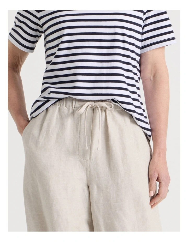 Elastic Waist Linen Blend Pant in Oatmeal image 4