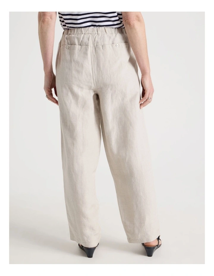 Elastic Waist Linen Blend Pant in Oatmeal image 5