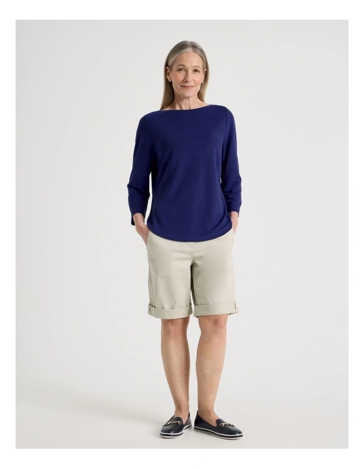 Stretch Chino Short with Rolled Cuff in Light Stone image 3