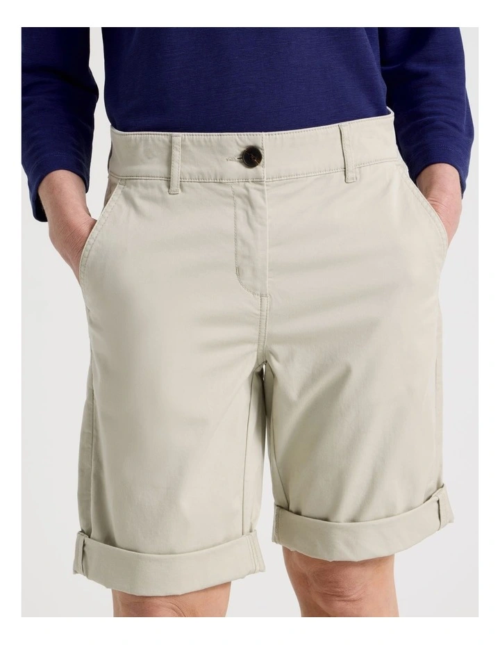 Stretch Chino Short with Rolled Cuff in Light Stone image 4