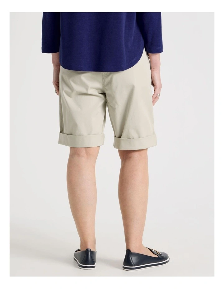 Stretch Chino Short with Rolled Cuff in Light Stone image 5