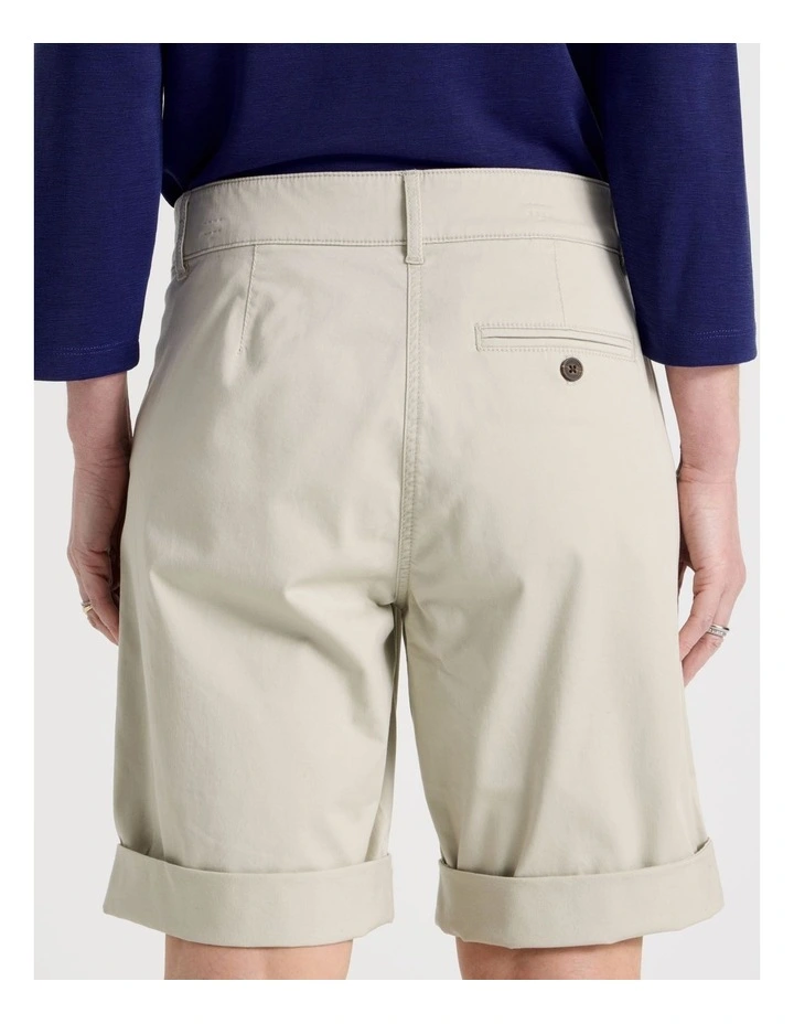 Stretch Chino Short with Rolled Cuff in Light Stone image 6