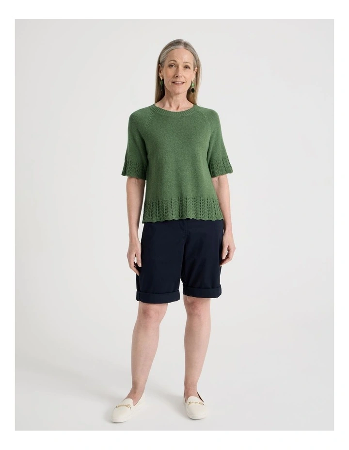 Stretch Chino Short with Rolled Cuff in Navy image 1
