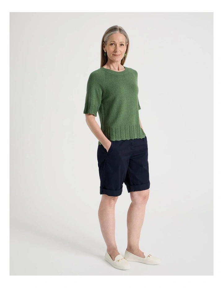 Stretch Chino Short with Rolled Cuff in Navy image 4