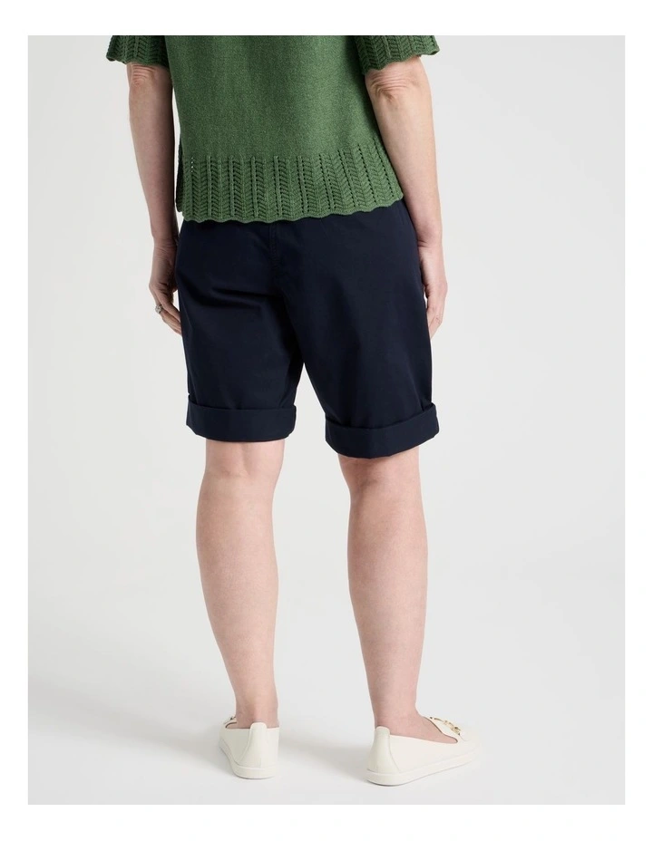 Stretch Chino Short with Rolled Cuff in Navy image 5