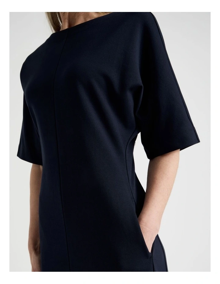 3/4 Sleeve Ponte Dress With Pockets in Navy image 5
