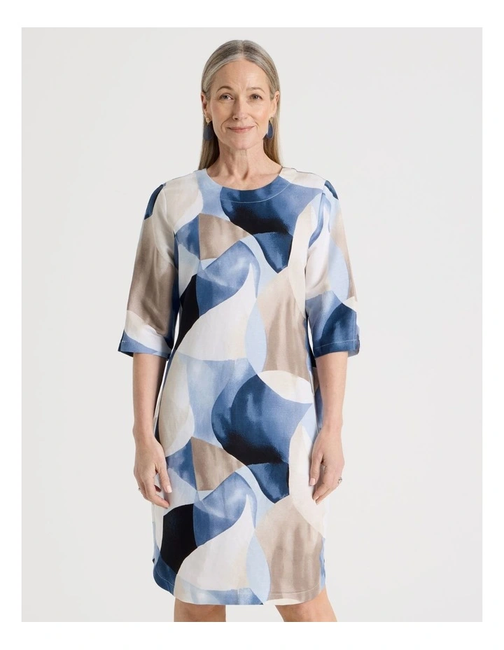 Elbow Length Split Sleeve Dress With Side Pockets in Blues image 5