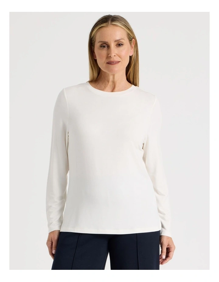 Long Sleeve Layering Tee in Ivory image 1