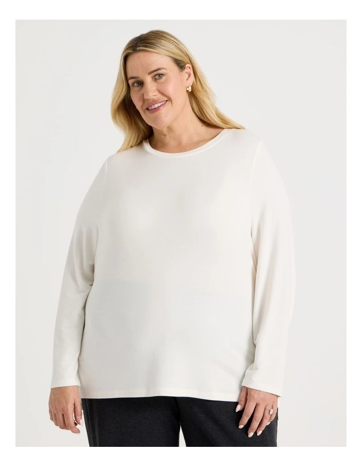 Long Sleeve Layering Tee in Ivory image 2