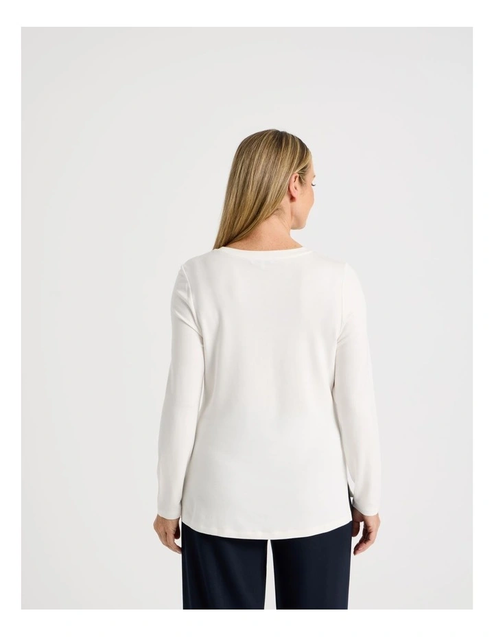 Long Sleeve Layering Tee in Ivory image 5