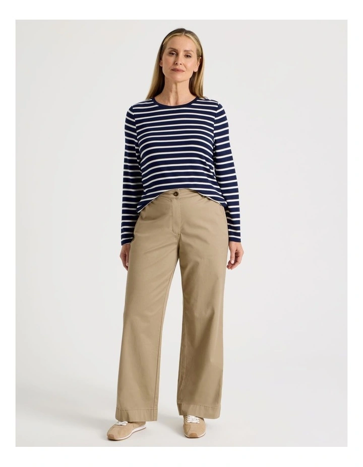 Long Sleeve Layering Tee in Navy/Ivory Stripe image 3