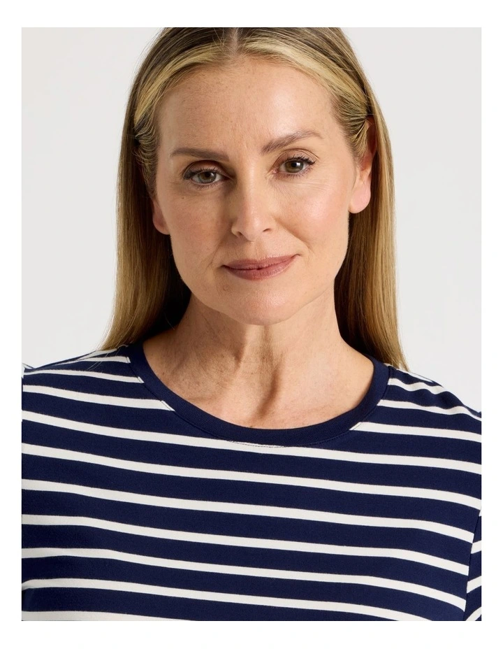 Long Sleeve Layering Tee in Navy/Ivory Stripe image 7