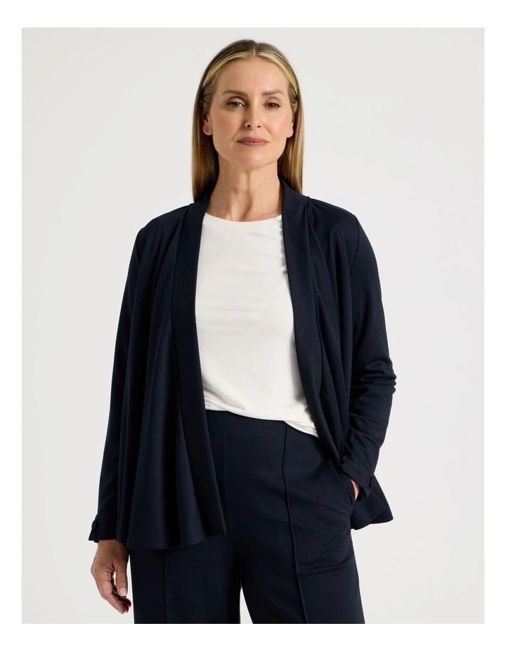 Waterfall Cut And Sew Cardigan in Navy image 1