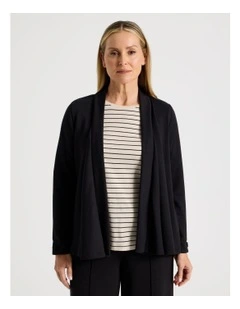 Waterfall Cut And Sew Cardigan in Black