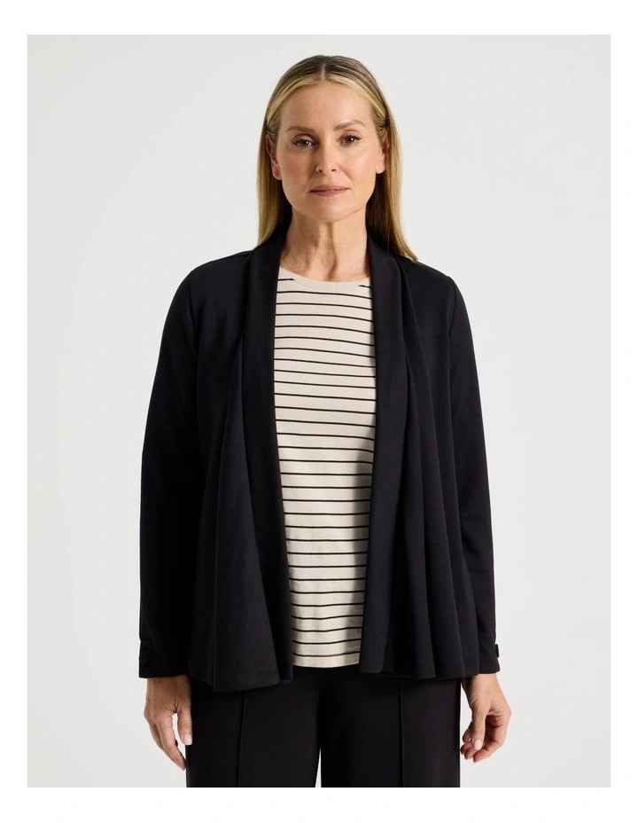 Waterfall Cut And Sew Cardigan in Black image 1