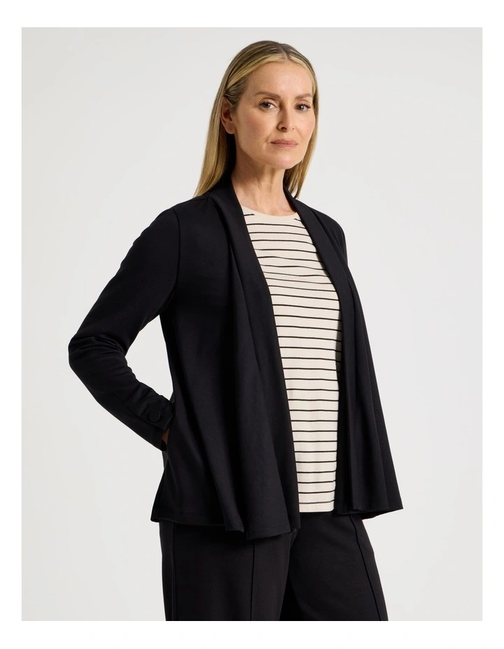 Waterfall Cut And Sew Cardigan in Black image 3