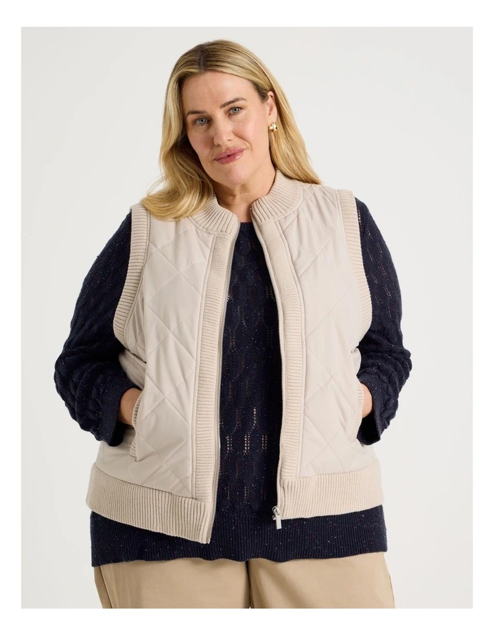 Pointelle Jumper With 3/4 Sleeve in Denim image 7