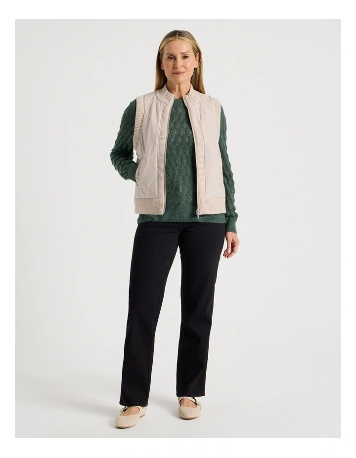 Pointelle Jumper With 3/4 Sleeve in Jade image 2