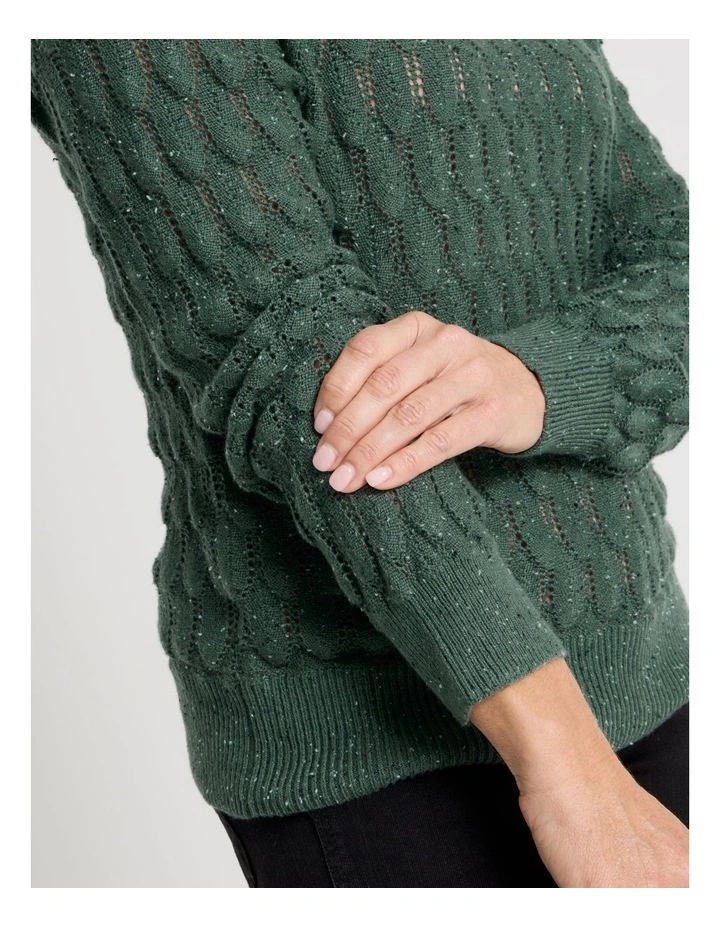 Pointelle Jumper With 3/4 Sleeve in Jade image 5