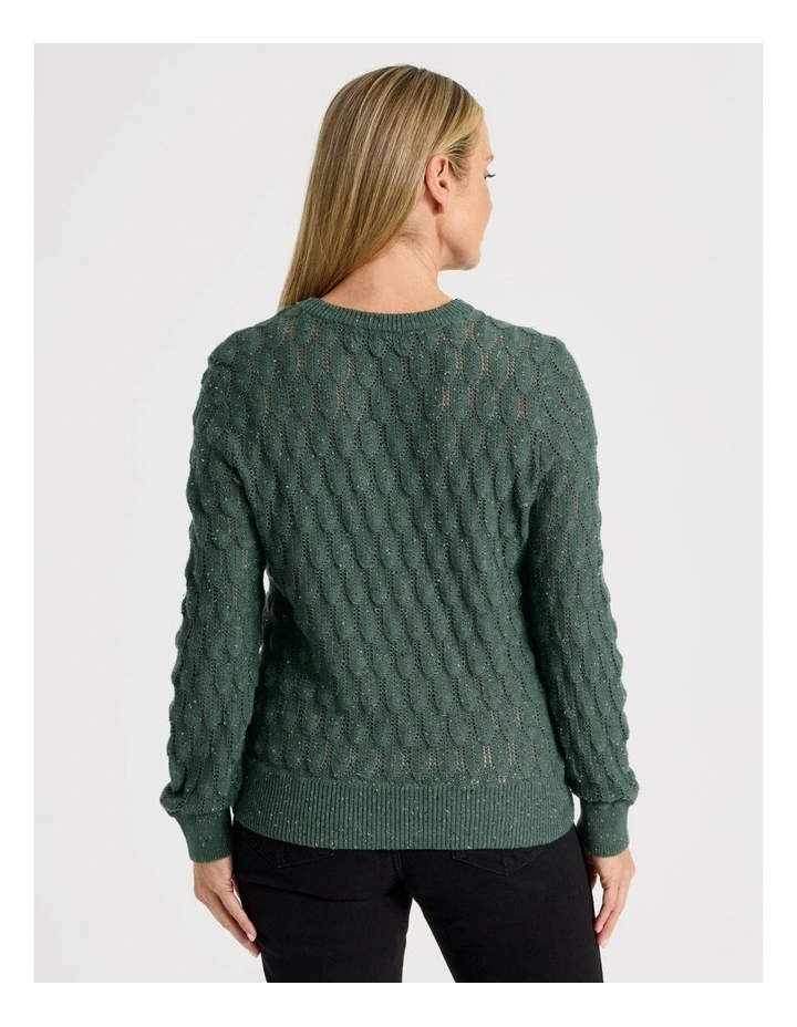 Pointelle Jumper With 3/4 Sleeve in Jade image 7