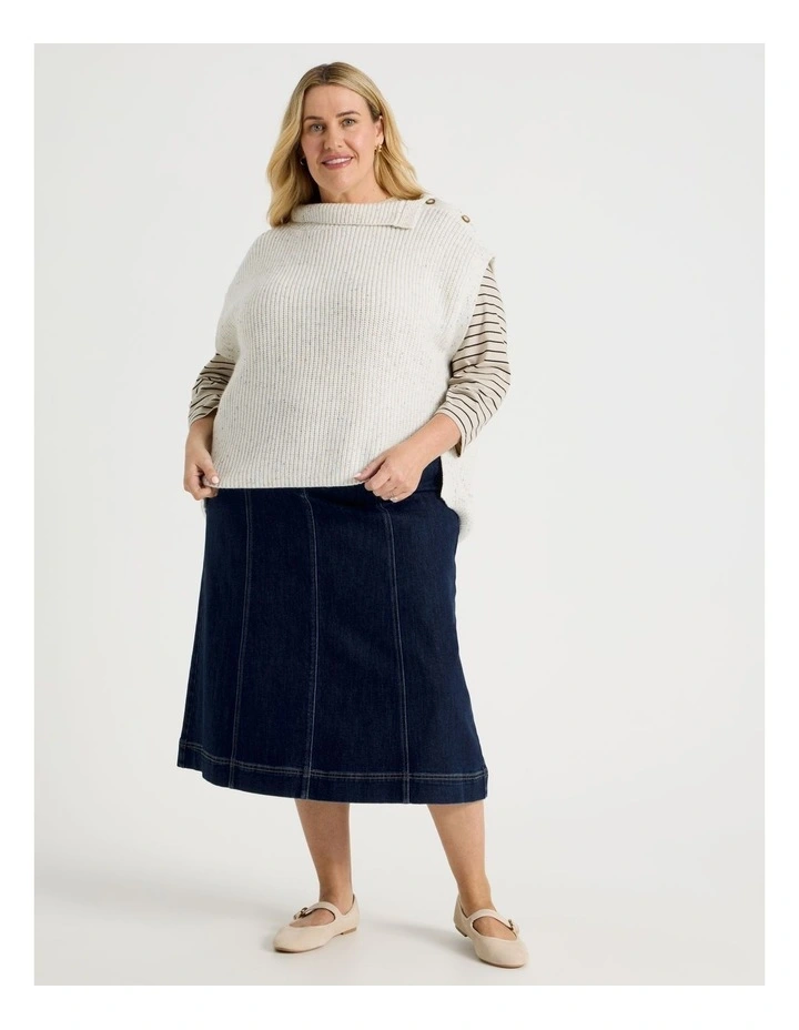 Button Shoulder Cocoon Vest in Stone image 2