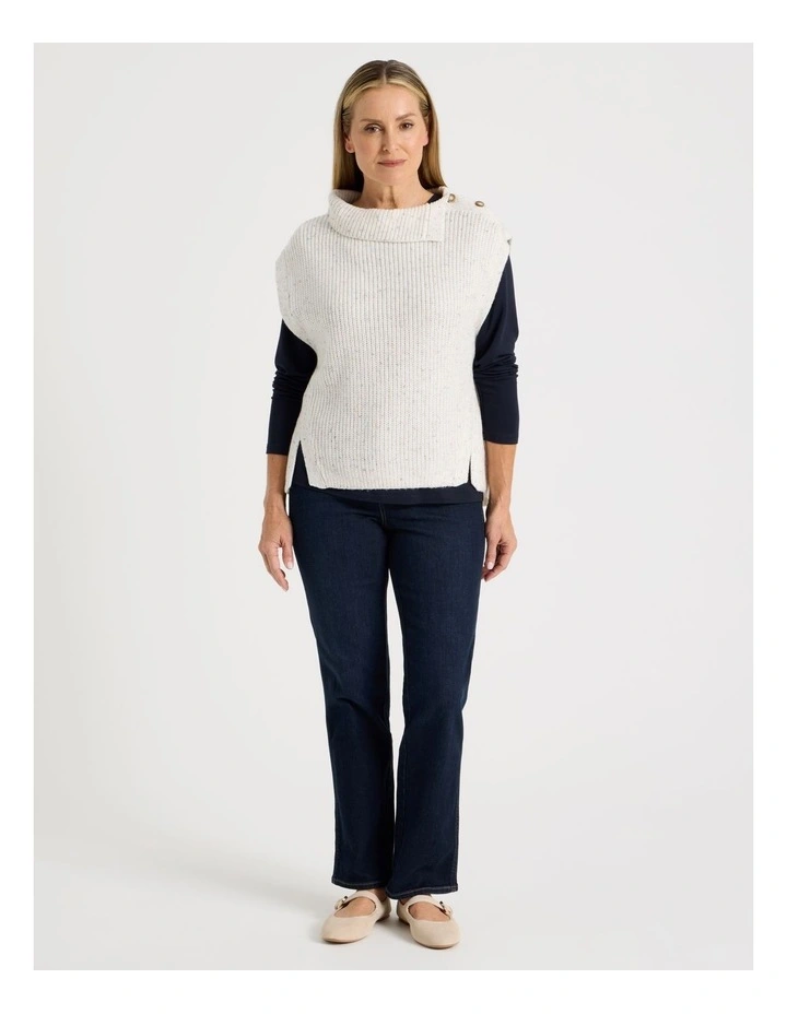 Button Shoulder Cocoon Vest in Stone image 4